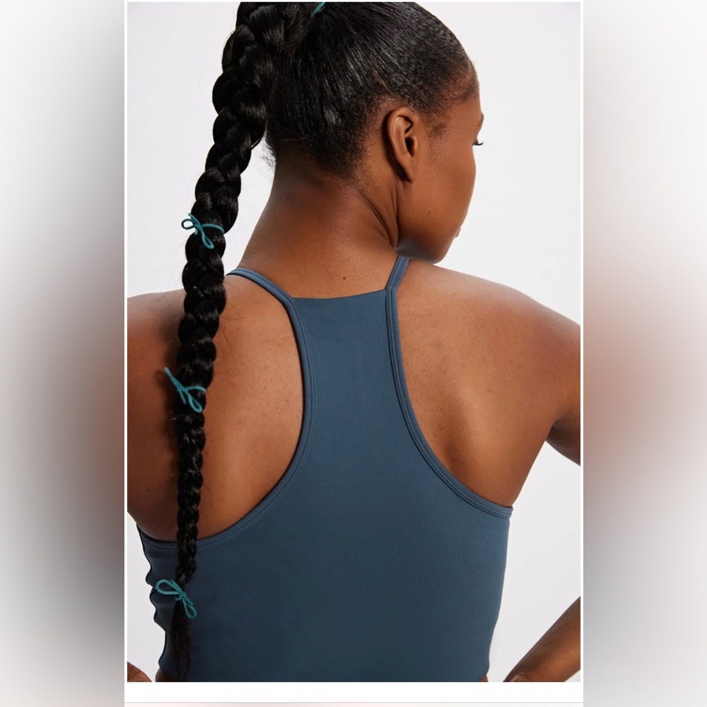 Girlfriend collective Colette halter bra in lago, small